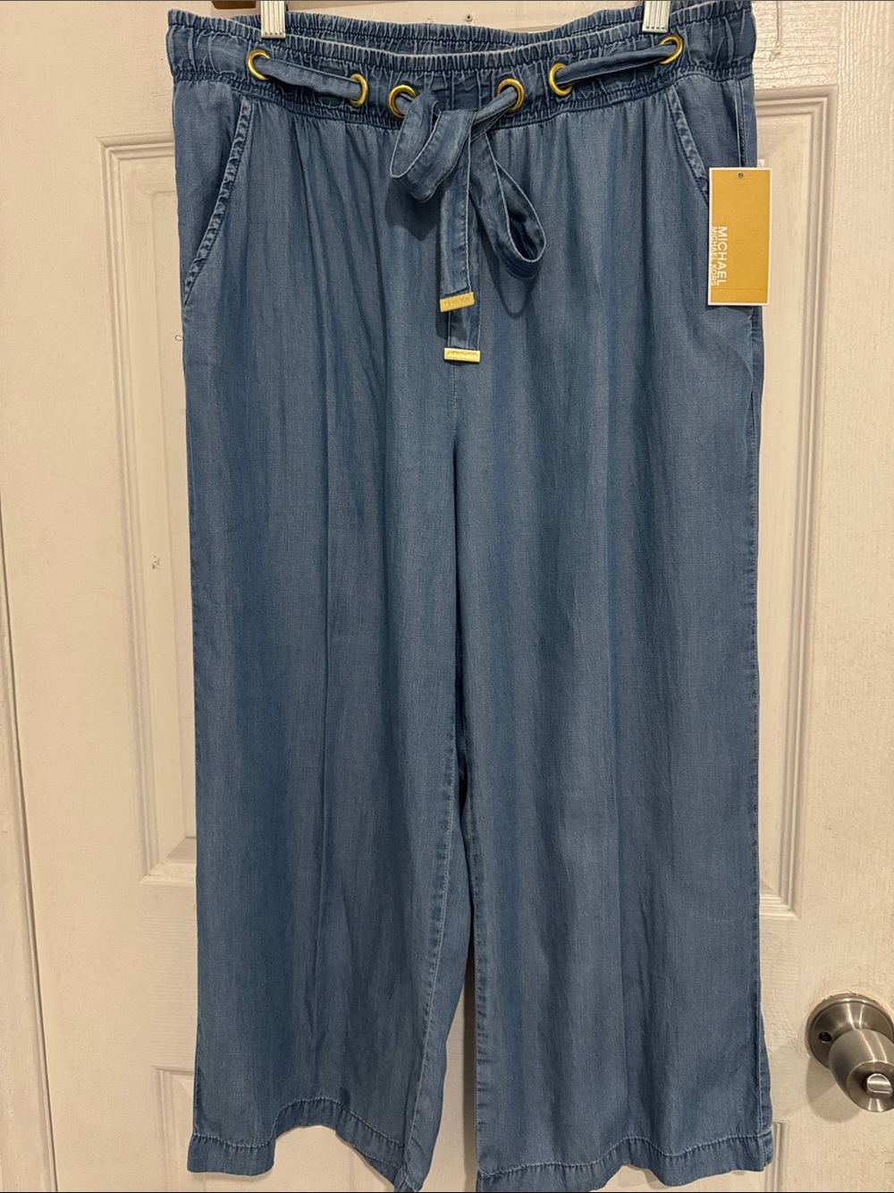 MICHAEL Michael Kors Blue Wide-Leg Drawstring Jeans For Women M Vintage